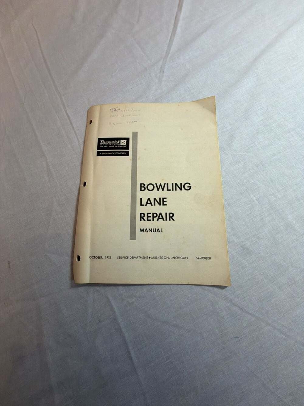 Vintage 1975 Brunswick Bowling Lane Repair Manual